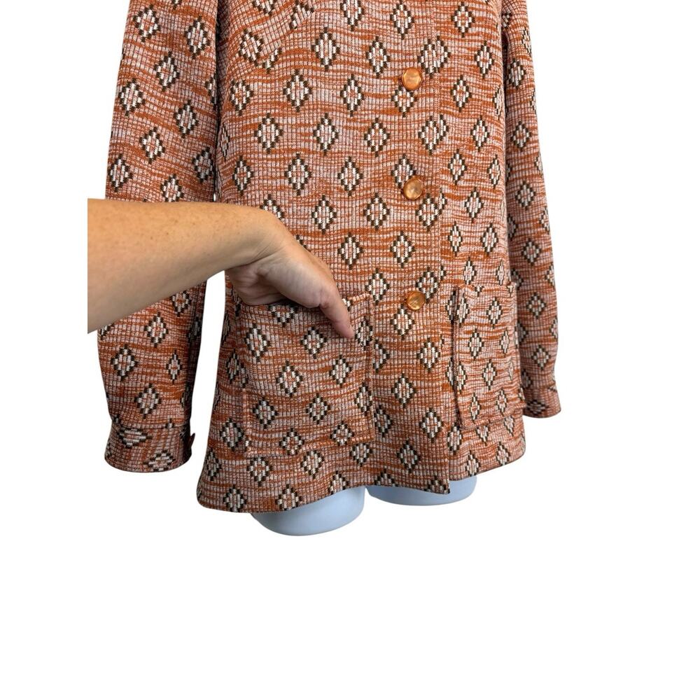 Vintage Koko Jacket Womens Medium Orange Brown Knit Geometric Retro 70s - Picture 5 of 14